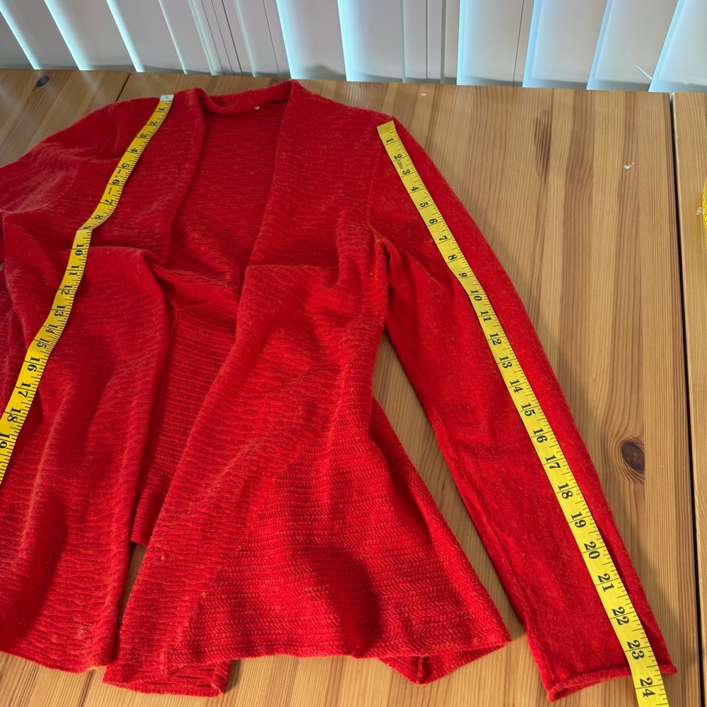 Eileen Fisher Orange Organic Cashmere Cotton Open Cardigan Pointelle S - Picture 4 of 11